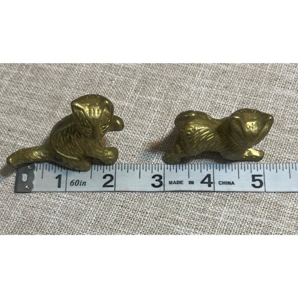 Vintage Solid Brass Cat Figurines Miniature Playful Kitten Pair Home Decor - Picture 5 of 5